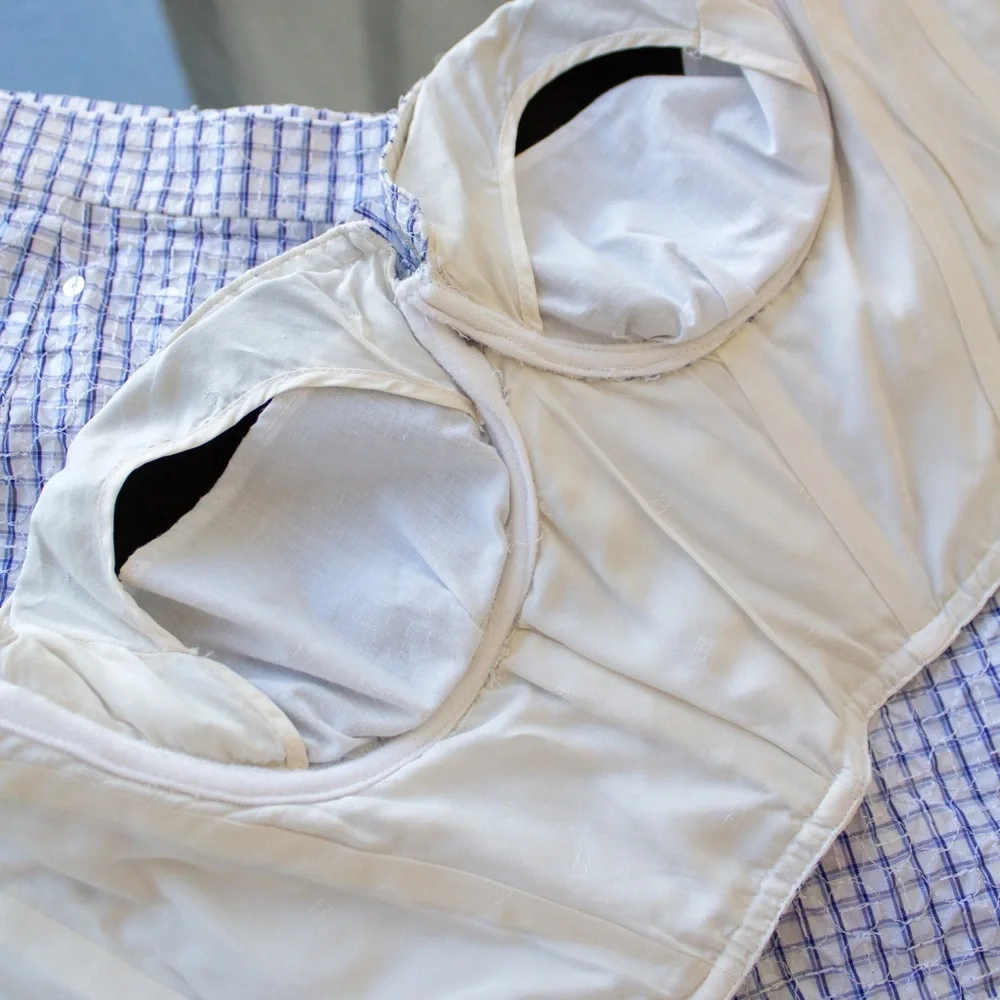 Rare Chanel Vintage Cruise 1995 Blue Gingham Bustier Shorts Camellia 95C Set - Picture 10 of 15